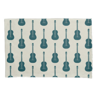 Funda De Cojín Guitarra acústica grungy lunares azul crema