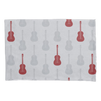 Funda De Cojín Guitarra acústica grungy lunares blanca roja