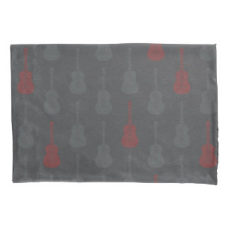 Funda De Cojín Guitarra acústica grungy lunares gris rojo