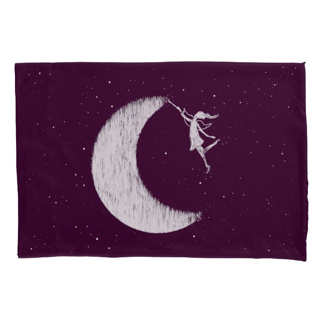 Funda De Cojín Hada del arte: Pinte la luna púrpura (Anverso)