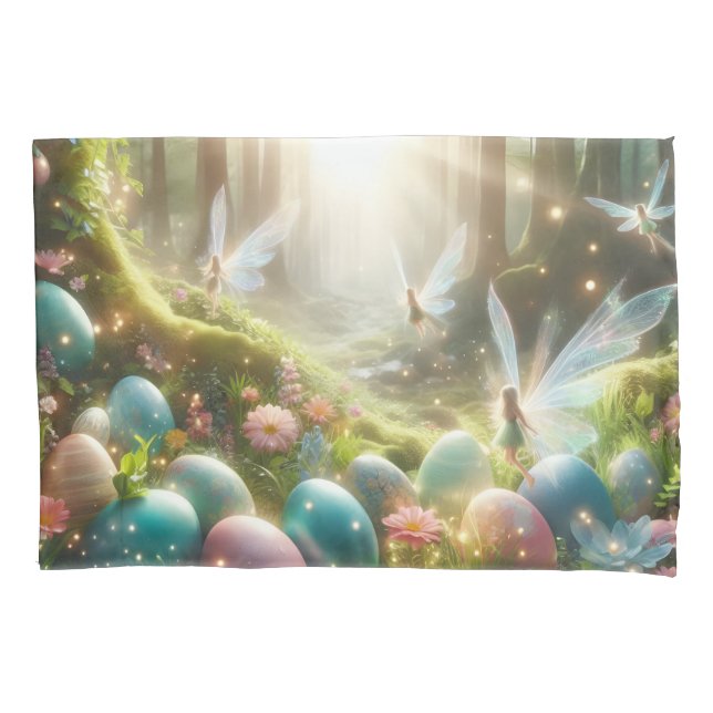 Funda De Cojín Hadas del Bosque Místico Huevos Mágicos de Primave (Anverso)