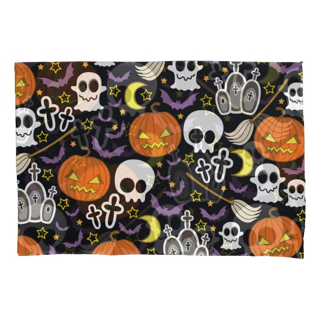 Funda De Cojín Halloween atemorizante: Diseño de fondo temático. (Anverso)