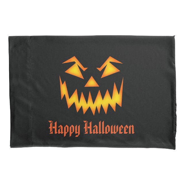 Funda De Cojín Halloween Calabaza Cara de almohada (Anverso)