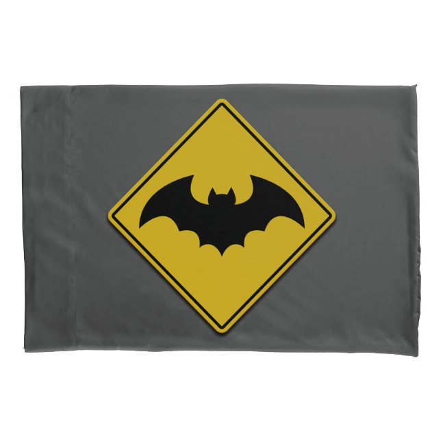 Funda De Cojín Halloween con advertencia de murciélago de vampiro (Anverso)