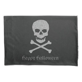 Funda De Cojín Halloween con calaveras plateadas y cruces