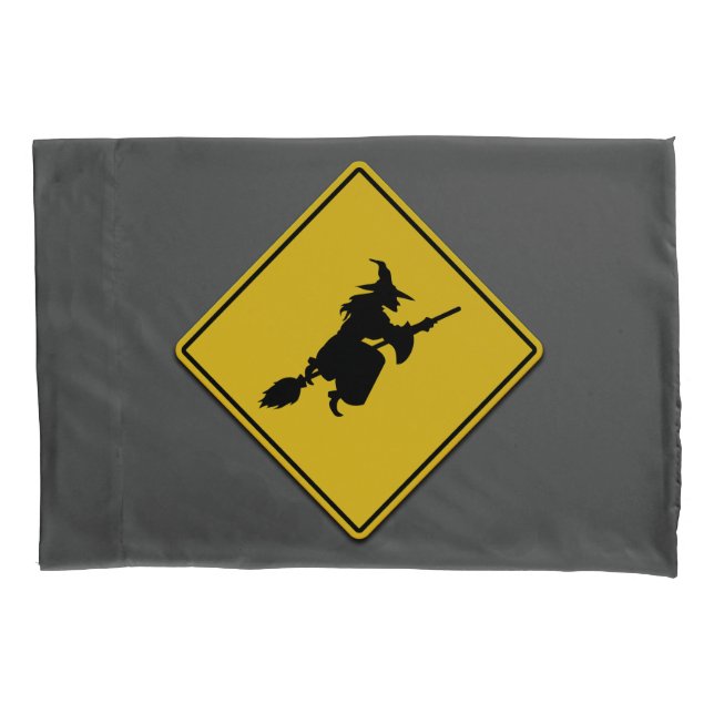 Funda De Cojín Halloween de advertencia de bruja (Anverso)