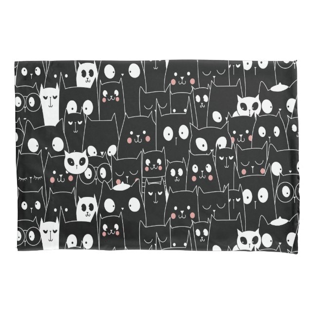 Funda De Cojín Halloween Personalizado blanco negro adorable anim (Anverso)
