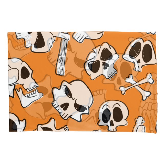 Funda De Cojín Halloween Skulls Bones Doodle Pattern (Anverso)