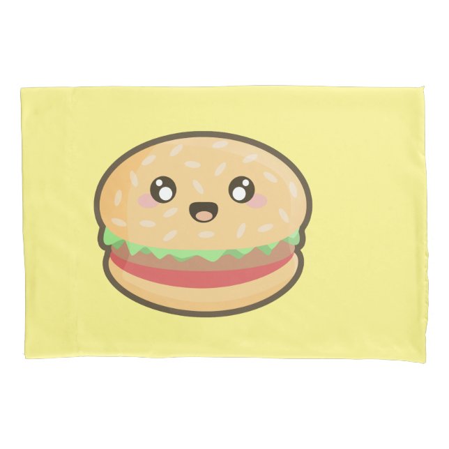 Funda De Cojín Hamburguesa de Kawaii (Anverso)
