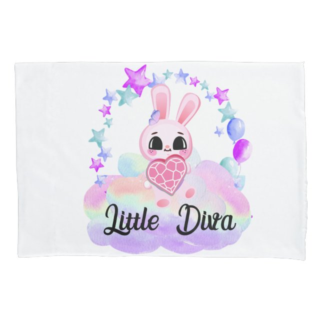 Funda De Cojín Happiness magic sweet bunny in the rainbow (Anverso)