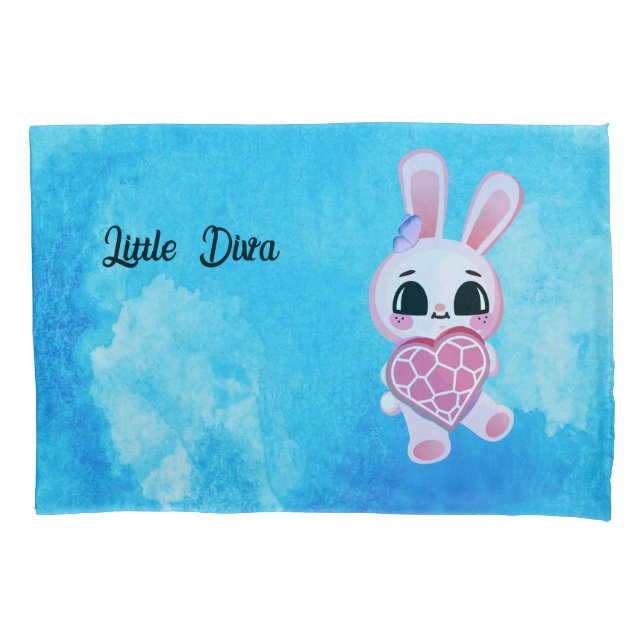 Funda De Cojín  Happiness magic sweet bunny in the rainbow (Anverso)