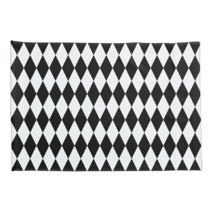 Funda De Cojín Harlequin Patrón de diamante blanco y negro