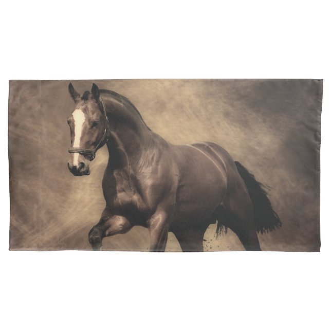 Funda De Cojín Hermosa almohada de caballo marrón (Anverso)