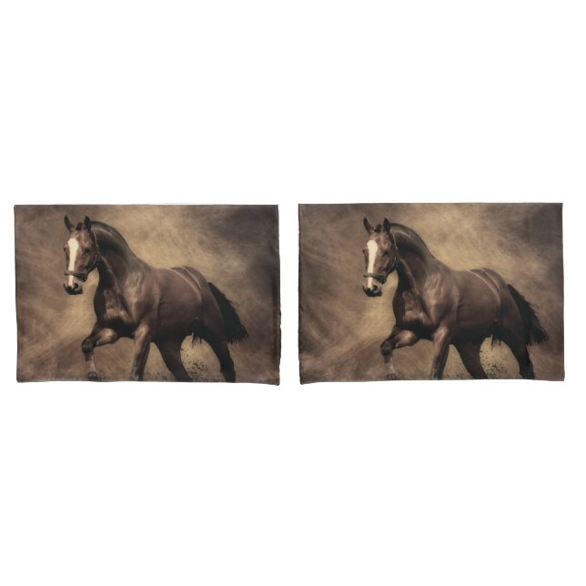 Funda De Cojín Hermosa almohada de caballo marrón (Anverso - Set)