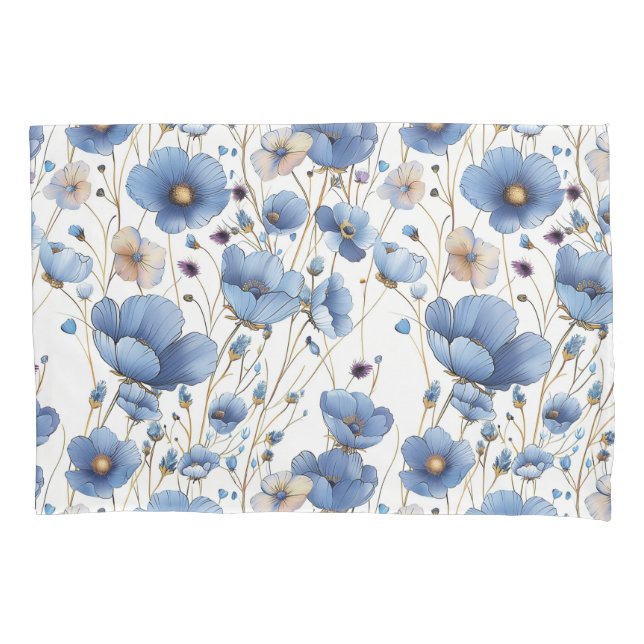Funda De Cojín Hermosa flor azul claro (Anverso)