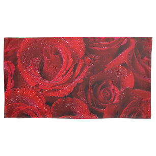 Funda De Cojín Hermosas Rosas Rojas Con Agua Derramada