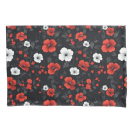 Funda De Cojín Hermoso fondo negro de Rosas rojos y blancos