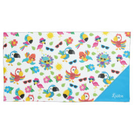 Funda De Cojín Hermoso patrón de paraíso colorido de aves tropica