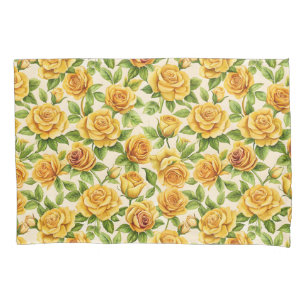 Funda De Cojín Hermoso patrón sin foco de rosas amarillas