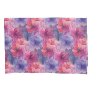 Funda De Cojín Hibisco floral acuarela rosa y púrpura