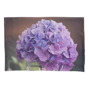 Funda De Cojín Hidrangea púrpura de bonito en Mason Jar Photograp