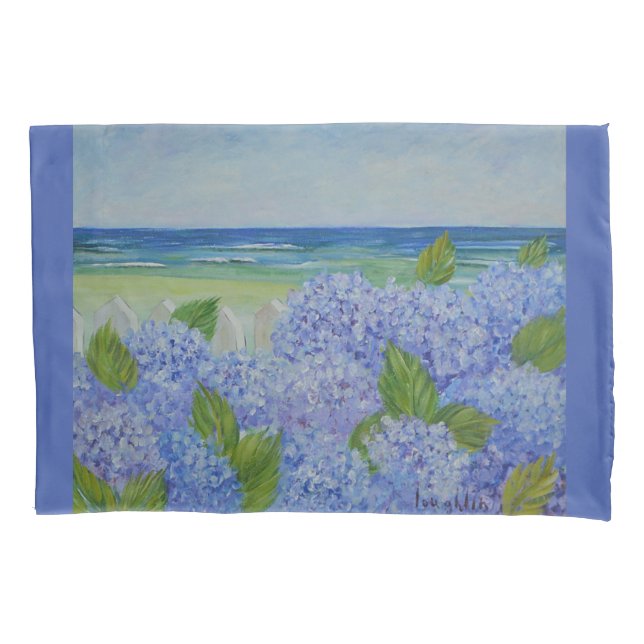 Funda De Cojín Hidrángulos Junto Al Mar (Anverso)