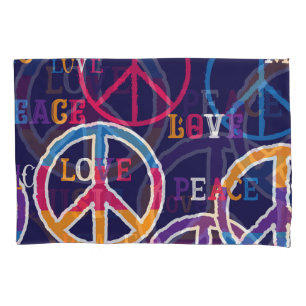Funda De Cojín Hippie Peace: Vibrante Diseño de Símbolo.