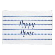Hogar Feliz Bandas Azules Blanco Pillowcase