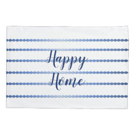 Funda De Cojín Hogar Feliz Bandas Azules Blanco Pillowcase
