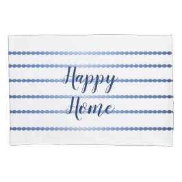 Funda De Cojín Hogar Feliz Bandas Azules Blanco Pillowcase