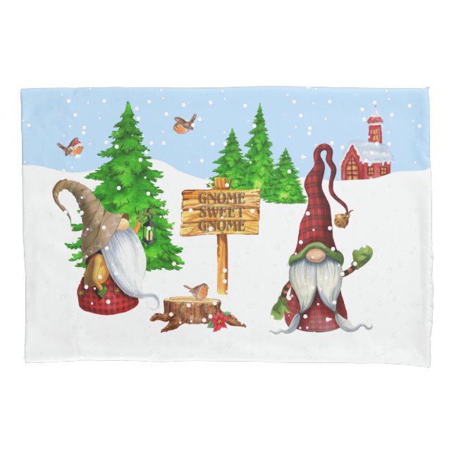 Funda De Cojín Hogar Sweet Home Gnome Winter Scene (Anverso)