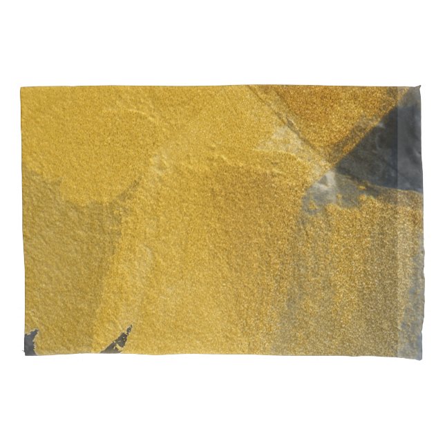 Funda De Cojín Hoja de oro, diseño negro abstracto (Anverso)