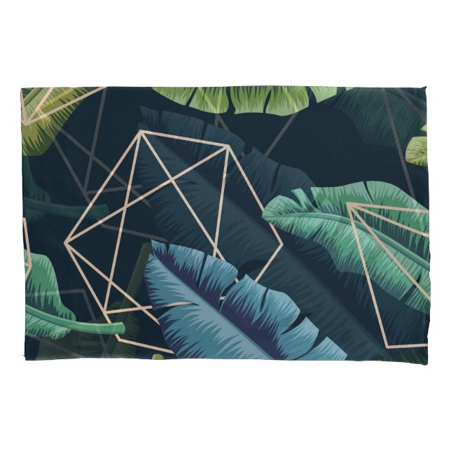 Funda De Cojín Hojas Abstractas: Línea Polígona Sin Margen. (Anverso)