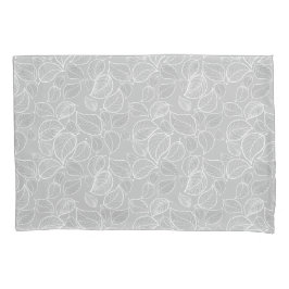 Funda De Cojín Hojas blancas en la almohada gris plateada