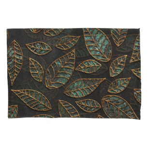 Funda De Cojín Hojas de cobre: textura de grunge negro.