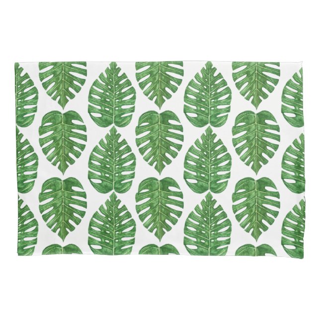 Funda De Cojín Hojas de Monstera de la acuarela (Anverso)