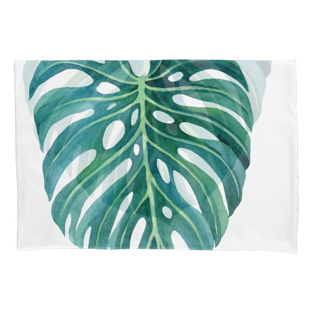 Funda De Cojín Hojas de monstera, ilustracion folicular tropical (Anverso)