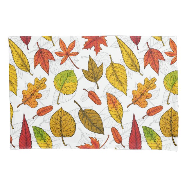 Funda De Cojín Hojas de otoño en blanco (Anverso)