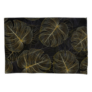 Funda De Cojín Hojas doradas monsteras, floral romántica sin cost