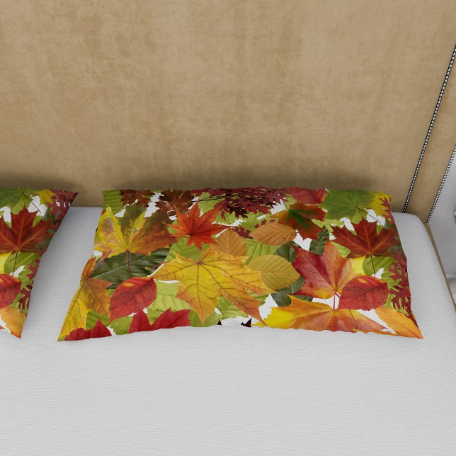 Funda De Cojín Hojas otoñales (Autumn Fall Leaves Pillow Case by Looly Elzayat)