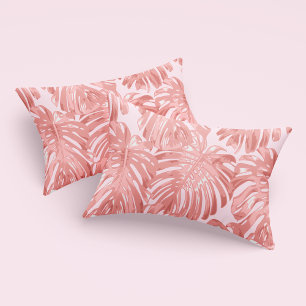 Funda De Cojín Hojas tropicales de la selva rosada cálida de Mons