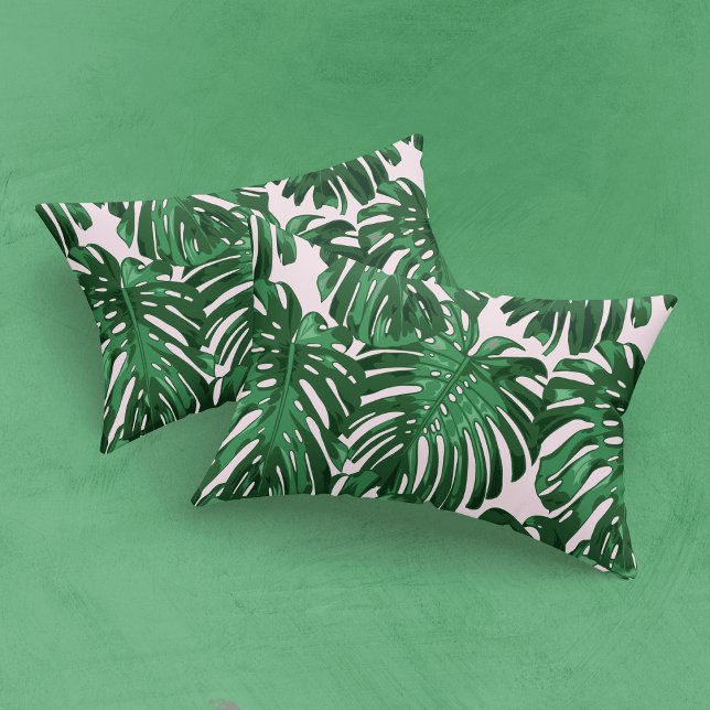 Funda De Cojín Hojas tropicales de palma rosada verde (Subido por el creador)
