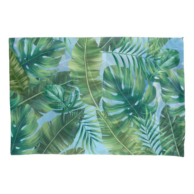 Funda De Cojín Hojas tropicales de plantas verdes (Anverso)