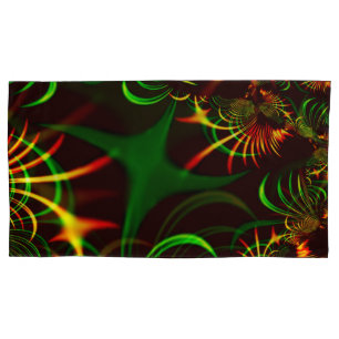 Funda De Cojín Hojas verdes y curvas amarillas color fuego