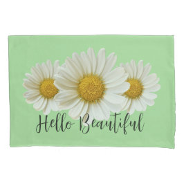 Funda De Cojín Hola Bellas Daisies Blancas Sage Green