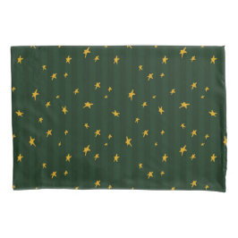 Funda De Cojín Holiday Green Yellow Stripe Star Christmas 