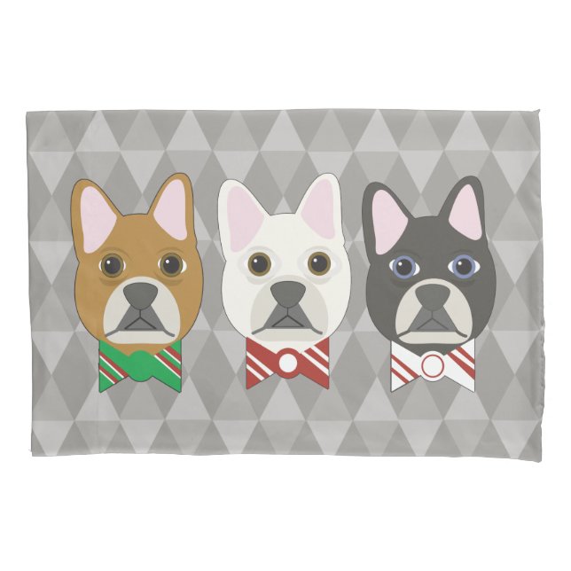 Funda De Cojín Holiday Pups Gray Diamond (Anverso)