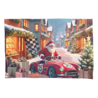 Funda De Cojín Holiday Racecar Santa
