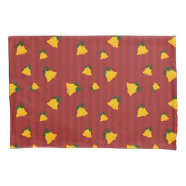 Funda De Cojín Holiday Red Gold Stripe Bells Christmas