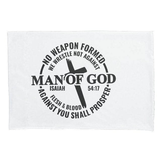 Funda De Cojín Hombre de Dios, ningún arma que se forme contra mí (Anverso)